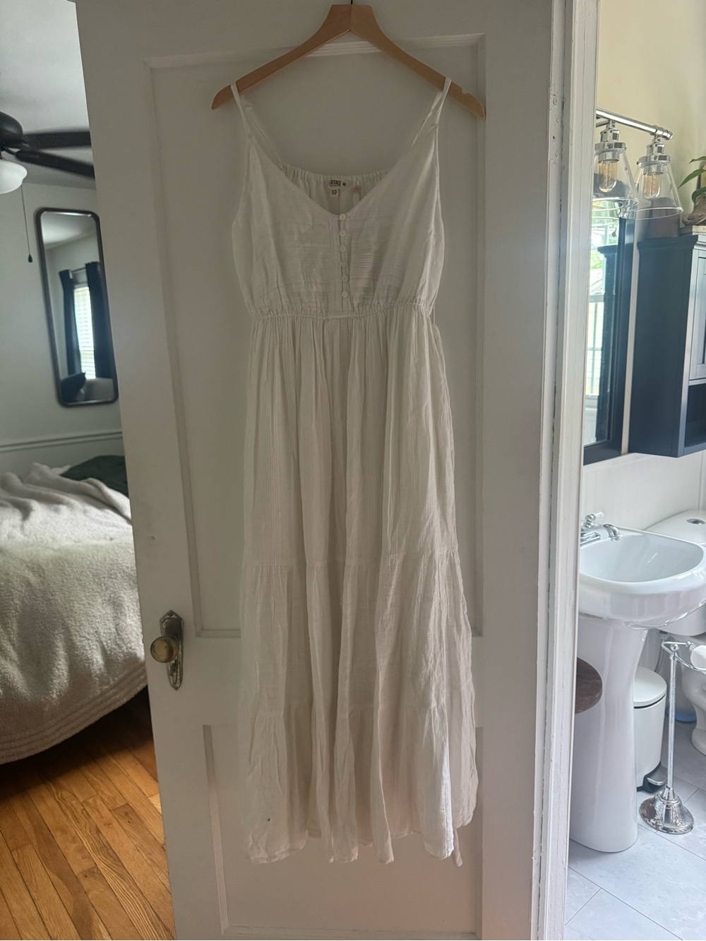 Fat Face White Linen Tie-Waist Maxi Dress - Picture 3 of 6